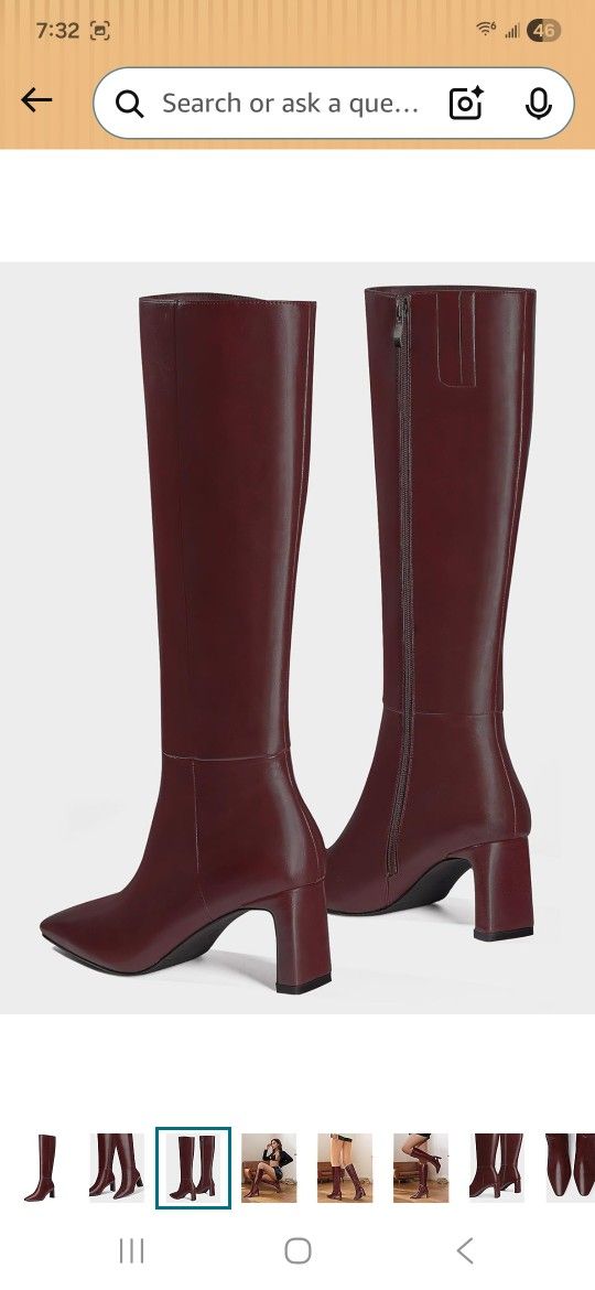 MUCCCUTE Knee High Boots for Women Chunky Heel Square Toe with Side Zipper Pull On Tall Fall Botas