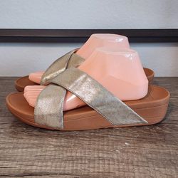 Fitflop Lulu Cross Shimmer Women's Sandals Shoes Size 11