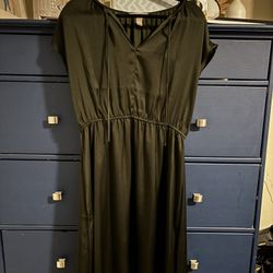 h&m classy olive midi dress