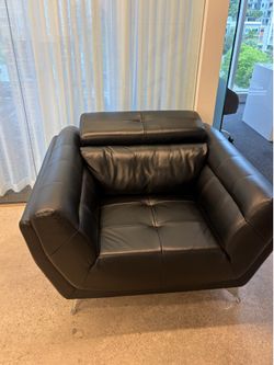 Black leather sofa chair