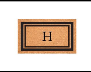 New Other Calloway Mills Black Border 24" x 48" Monogram Doormat, (Letter H)