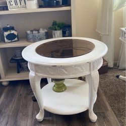 End Table White Wood 
