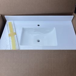  Brand New Synmar Ice White 43"x22" Vanity Top – 1 Faucet Hole, Backsplash + Side Splash