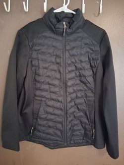 Black Hybrid Puffer Jacket Full Zip