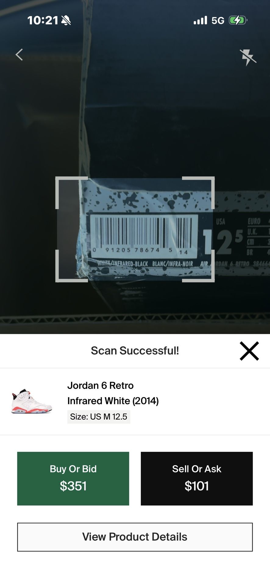 Jordan 6 White Infrared 12.5 Men. Like New