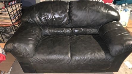 Leather couch and loveseat