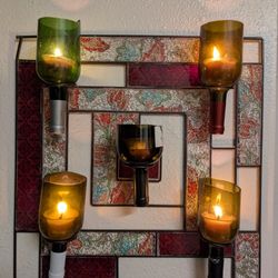 Gorgeous Custom Hand-Made Wine Candle Wall Mount Art