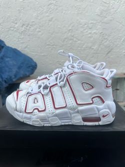 Size 6.5y / 8 Women’s - Nike Air More Uptempo White red Grade school