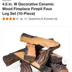 Natural Glo Large Gas Ceramic Wood Fireplace Logs 10 Piece Set Indoor or Outdoor