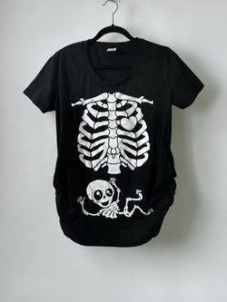 Maternity Skeleton Baby T Shirt Funny Pregnancy Halloween Tee Glow In The Dark L