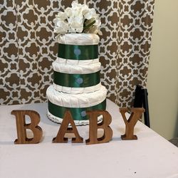 Baby Diaper  Tower And Wood Letters