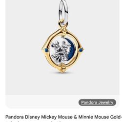 Disneys Pandora Micky And Minnie Two Tone Spinning Necklace DISCONTINUED ****