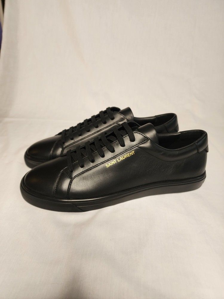 Saint Laurent Andy Low-Top Laced Leather Sneakers Size 42 9US In
