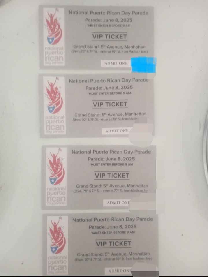 PuertoRican Day parade V.I.P. Grandstand Tickets June 8th