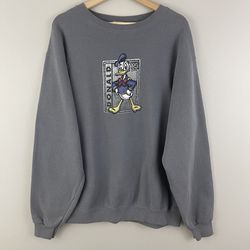 Vintage DISNEY Light Grey Donald Duck '34 Graphic Crewneck Pullover Sweatshirt