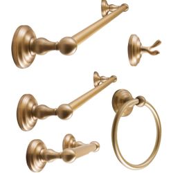 SENTO ROBIKI Gold Bathroom Accessories Set, Bath Hardware, Includes Robe Hook, Toilet Paper Holder, Towel Ring, 18” & 24” Towel Bar, Duty Metal Bath H