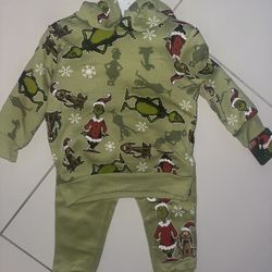 Kids pajama grinch holiday Christmas set outfit pant shirt red 2t Green  toddler unisex boy girl new