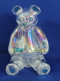 SIGNED BEAUTIFUL SCARCE ABELMAN ART GLASS IRIDESCENT TEDDY ,SEE PICTURES FOR SIZE 
