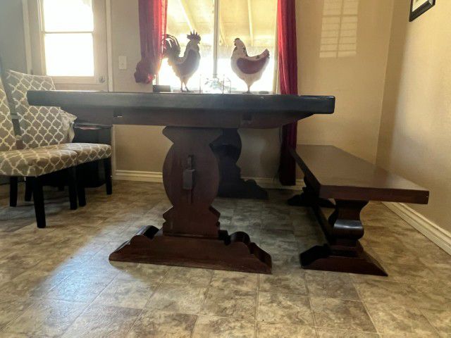 Solid Wood Table And Bench