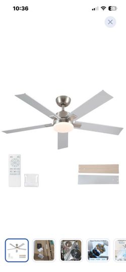 “New”Brushed Nickel 5-Blade Ceiling Fan with Light and Remote