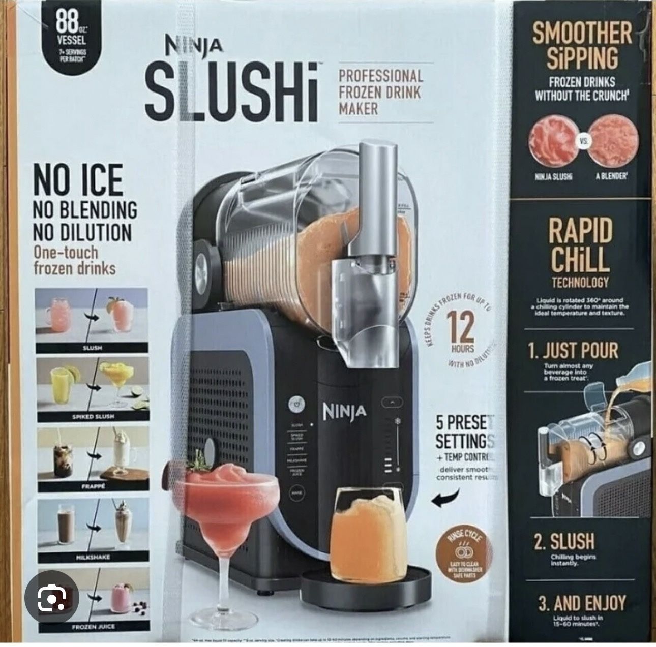 Ninja SLUSHi™ Professional Frozen Drink Maker 88 oz, Blue & Gray