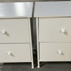 White Nightstands Set Of 2 2 Drawer Dresser For Bedroom Night Stand 