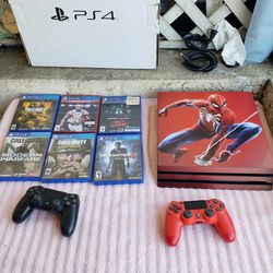 The New Spider Man Red Edition Custom PS4 Pro 2020 With 1 New controller $260! Or All Combo $360 all work 100%