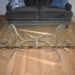 Vintage Inspired Glass Top Coffee and Side Table Set - Hollywood Regency / Neoclassical Style