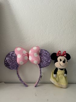 Disney Parks Minnie Mouse Ears Headband + Minnie Plush Bundle 🎀