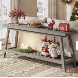 JW0962 70.86 Inches Console Table, Farmhouse 2-Tier Entry Entrance Table