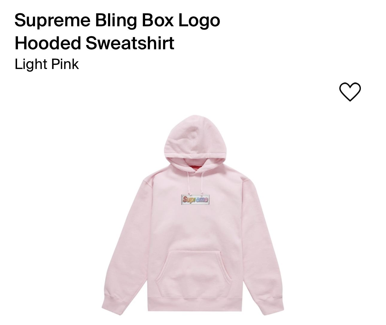 Supreme Bling Box Logo Hooded Sweatshirt Pink Size small Brand New