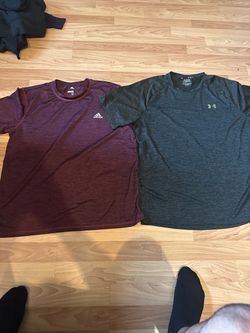 adidas Golf + Under Armour Men’s L Burgundy/Dk Gray SS Crew Tee Lot *Both*