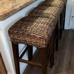 Pottery Barn Seagrass Backless Counter Stool (4)