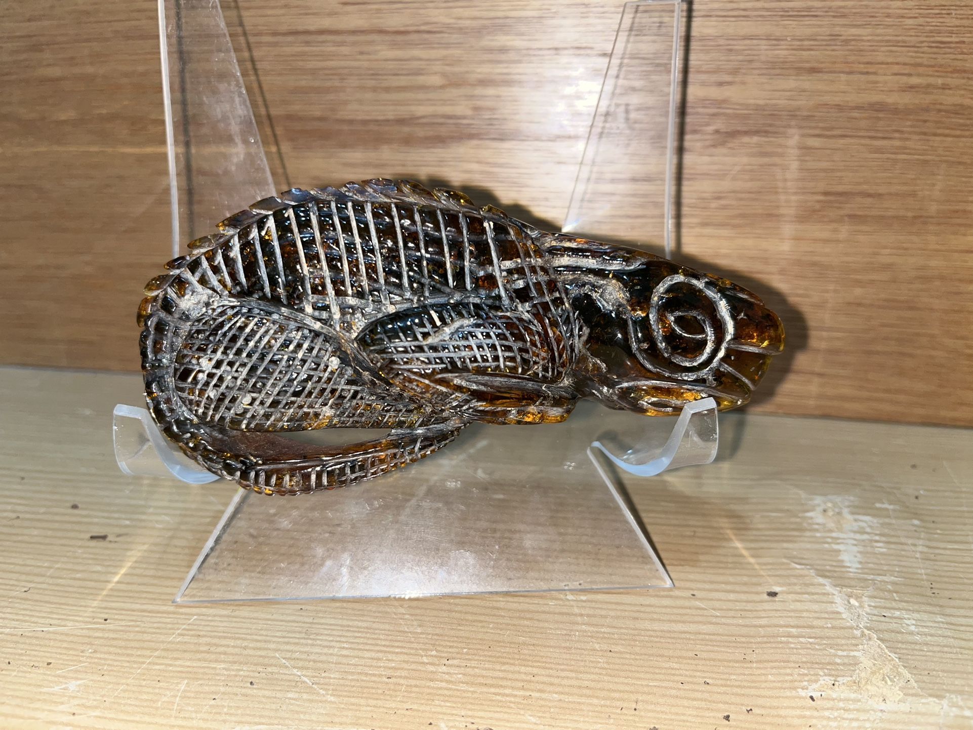 Amber Carved Chameleon