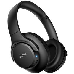 KVIDIO Bluetooth Headphones Over Ear, 65 Hours Playtime Wireless Headphones With Microphone, Foldable Lightweight Headset With Deep Bass, HiFi Stereo