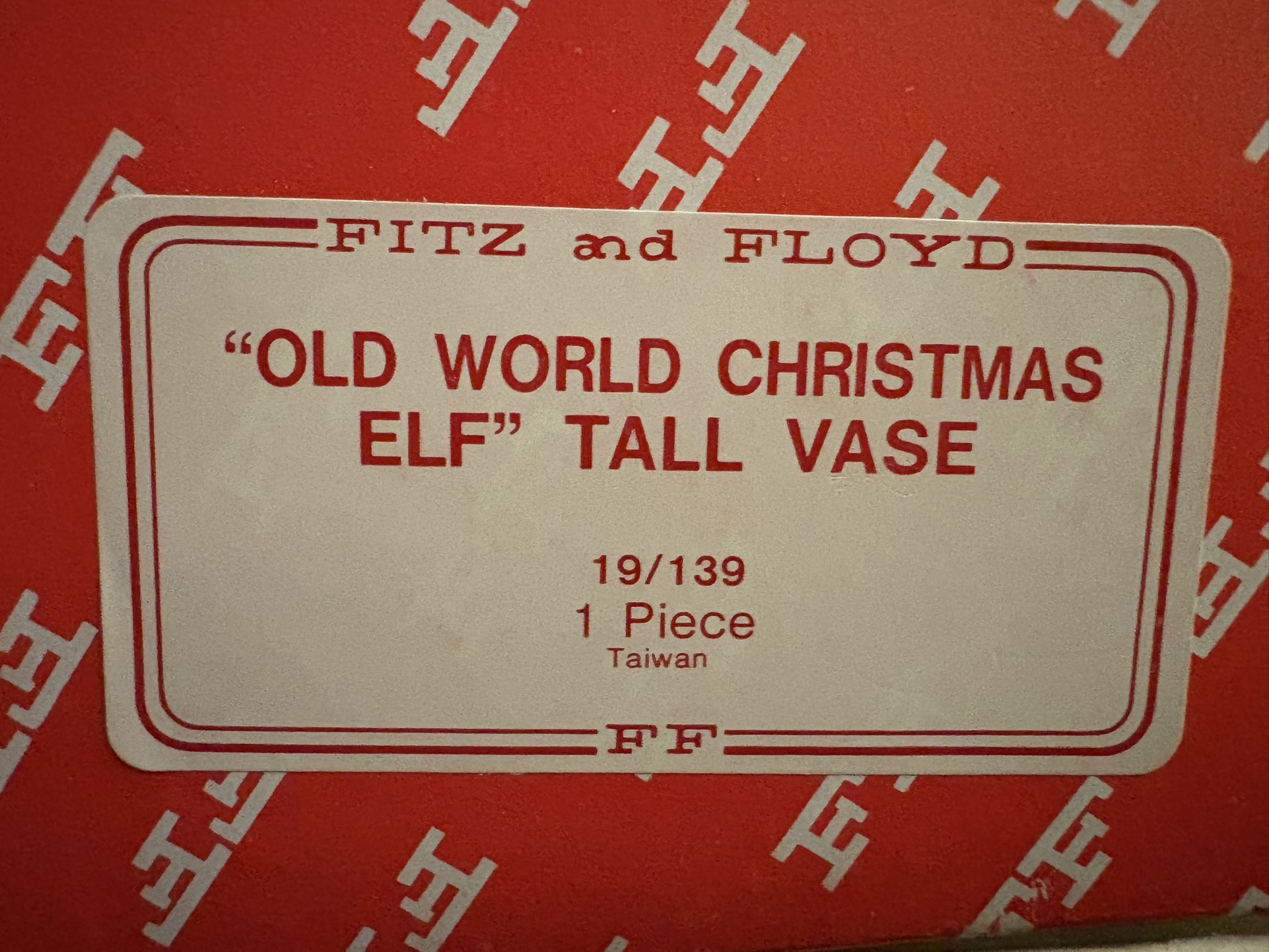 Fitz And Floyd Old World Christmas Tall Elf Vase