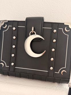 Killstar Myth Handbag Black Crescent Moon Spell Book Crossbody Goth Witch Bag