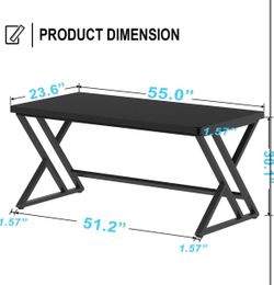 Black  55” Work Desk with Metal X-Frame