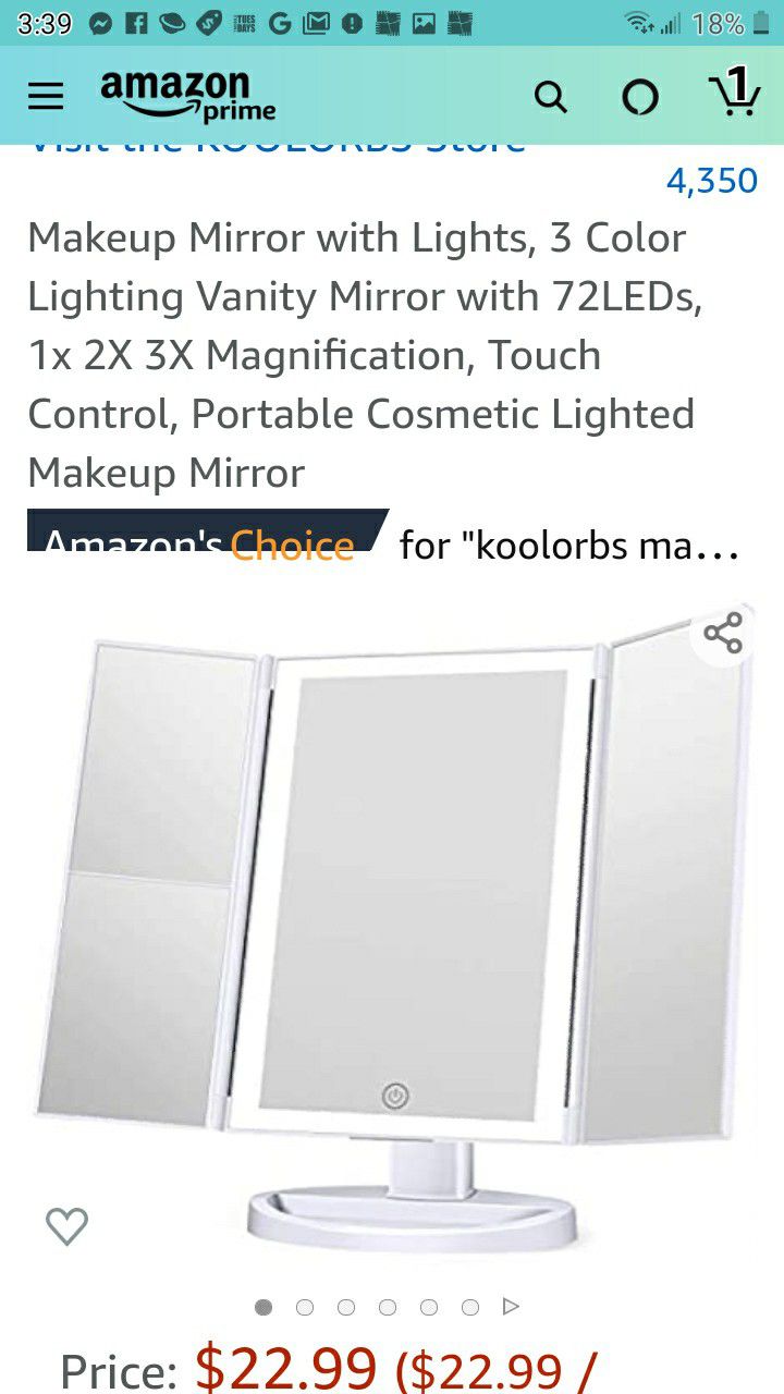 Makeup mirror with lights