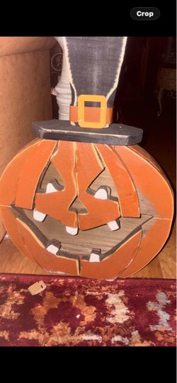 Wooden Jack-O-Lantern Halloween Decoration