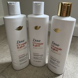 Dove UV Repair & Glow Shampoo - Damage Therapy - 3 bottles - 12 fl oz