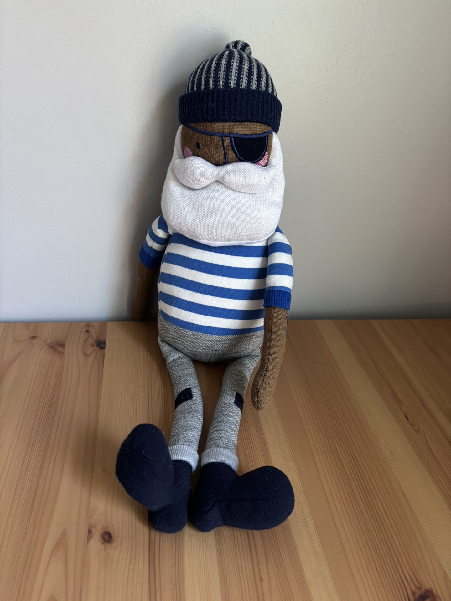 Large Pillow Fort Captain Figural Throw Pillow Plush Pirate Sailor Doll 22" Nautical