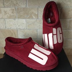 NO BOX NEW UGG MENS TASMAN CHOPD LOGO RIBBON RED SLIPPER SHOES/ SIZE 11