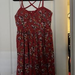 Dark orange floral sun dress
