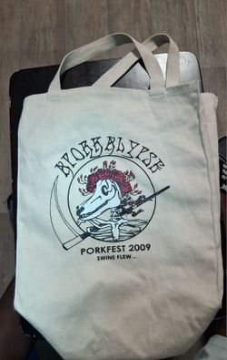 Vintage 2009 Porkfest "Aporkalypse" Canvas Tote BagDescription:Up for sale is a rare collectible canvas tote bag from Porkfest 2009, featuring the ico