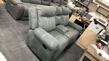 Gray Reclining Loveseat with Cup Holders