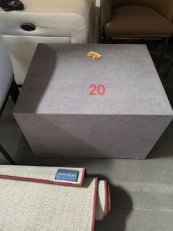 Gray Upholstered Ottoman / Coffee Table – $20