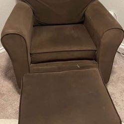 Brown Suede Rocker With Ottoman 