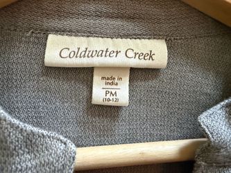 Cold water Creek size10/12 grey embroidered button up
