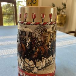 1986 Budweiser Collector “B” Series American Town On A Winter’s Day Stein